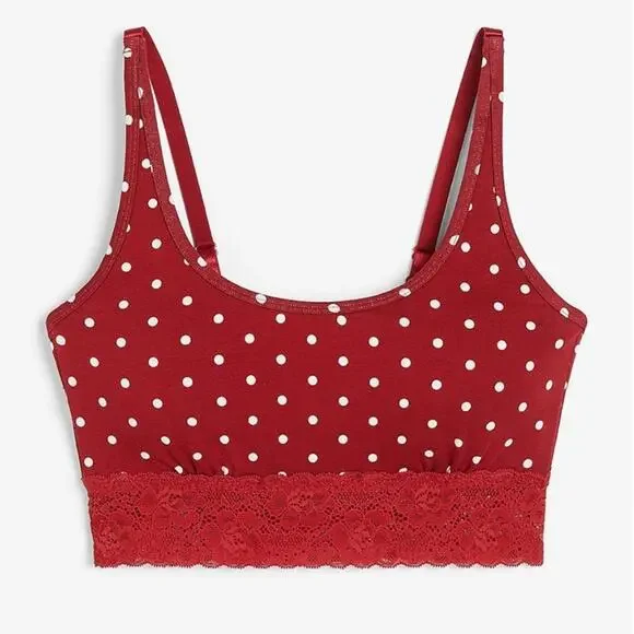 Simply Comfy Red White Polka Dot Cotton Bralette Size small - Picture 2 of 3